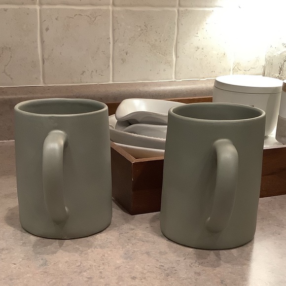 Set of 2 Hearth and Hand with Magnolia Matte Olive Green Coffee Mugs - Picture 2 of 8